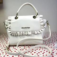 【美品】サマンサベガ 2way ショルダーバッグ フリルデザイン オフホワイト