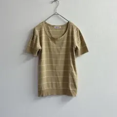 NEWYORKER 半袖ニット ページュ ボーダー 綿ニット ほぼ新品【M】38のサムネイル