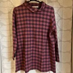大きいサイズ　クロコダイル　チュニック　赤　チェック　2Lサイズ