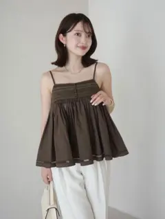 Anuans ピンタックレースボリュームキャミソール ホワイト - メルカリ