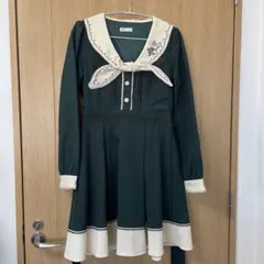 ロリータ風 襟付き長袖ワンピース