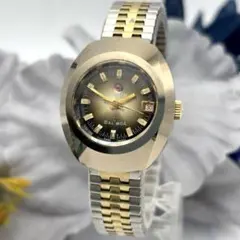 稼動】 RADO 腕時計 バルボア カットガラス コンビ ゴールド デイト