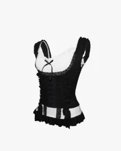 THEREDTHREAD frill corset tops wh×bk - メルカリ