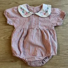 ギンガムチェック　ロンパース　70-80