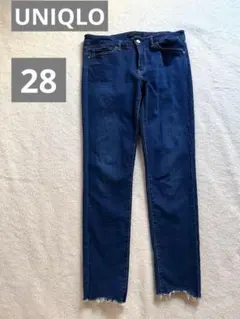 UNIQLOJeans ブルー スキニーデニムストレッチ28裾切りっぱなしのサムネイル