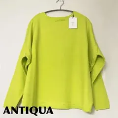 アンティカ マシュマロタッチ ニット ボートネック ライムイエロー