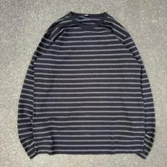 00s old uniqlo 短丈 ボーダー ロンＴ y2k シティーボーイ 黒