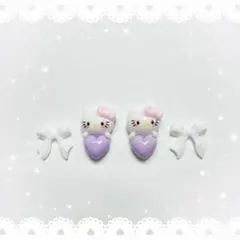 ネイルパーツ 4P ／ 紫 キティ パープル リボン