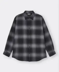 【GU】フランネルチェックシャツ　長袖シャツ　2XL　黒