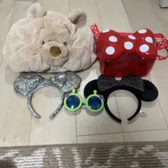 くまのプーさん ぬいぐるみとミニーマウスカチューシャセット