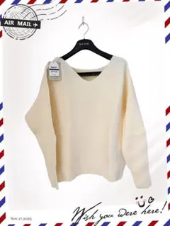 い61新品定価4290円 ドルマンリブ編み Vネック セーター 2WAYスタイル