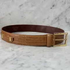 エルメス レザー ベルト オーストリッチ ◯S刻印 70 ゴールドスタッズ