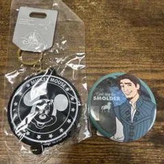 ミッキーマウスの缶バッジホルダー+フリンライダーの缶バッジのセット