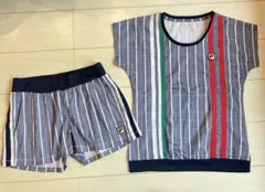 極美品＊FILAフィラ＊紺のグレンチェック柄のお洒落な上下セットアップM