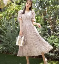 INGNI花柄Vネックプリーツワンピース