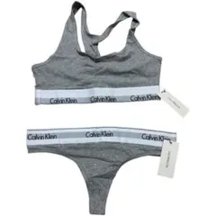 【新品】Calvin Klein ブラレット＆ソング 上下セット グレー Mのサムネイル