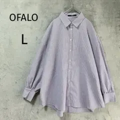 美品✨OFALO/長袖シャツ/L/ストライプ ビックシルエット パープルのサムネイル