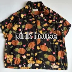 PINK HOUSE 半袖シャツ フルーツ柄 黒　トロピカル　アロハシャツのサムネイル