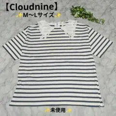 未使用✨️【Cloudnine】レース襟付き ボーダー 半袖Tシャツ（М〜L）のサムネイル