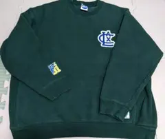 ダークグリーン クルーネック トレーナー