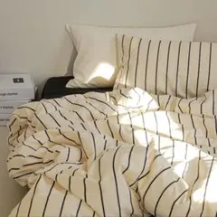 cream×black ストライプ 布団カバーセット【ART OF BLACK】