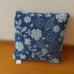 花柄 クッション 45×45cm ブルーのサムネイル