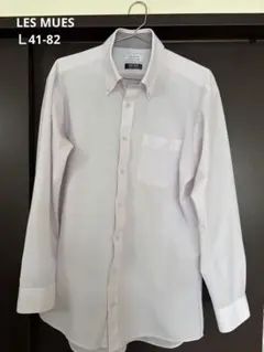 LES MUES 薄ピンクのストライプ柄 ワイシャツ　ノンアイロン　Ｌ41-82