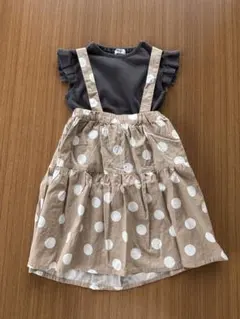 水玉模様 ジャンバースカート ワンピース　セット