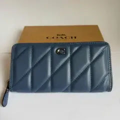 コーチ 長財布 C8570 キルティング ブルー 新品