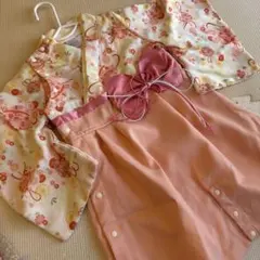 【３点セット】ベビー着物ロンパース　ピンク　80