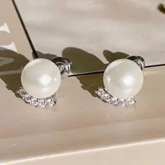 パール ピアス シルバー上品 卒業式 入学式 高見え