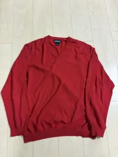 90s Lands' End vネックコットンニット　薄手