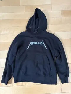 GU METALLICA フード付きパーカー サイズS 黒 シルバーロゴ