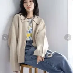 【完売品】 ローリーズファーム エリＺＩＰニットブルゾン アイボリー 新品