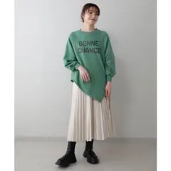 Bou Jeloud ブージュルード　裏起毛アシメロゴチュニック　トレーナー