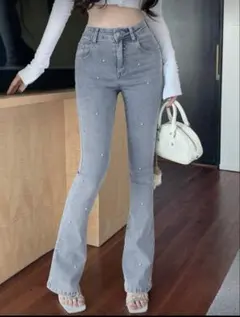 DAZY 女性用 キラキラ 装飾 フレアジーンズ、フレアデニム 29414488