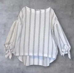 COMME CA ISM ストライプ プルオーバーブラウス 11号