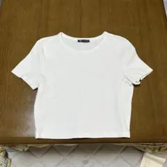 ZARA クルーネック 半袖 Tシャツ ホワイトチビTのサムネイル