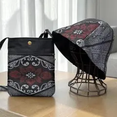 時代龍郷大島紬と帆布のサコッシュ帽子セットのサムネイル