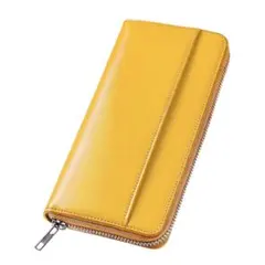 栃木レザー　財布　長財布　小銭入れ　本革　イエロー　メンズ　レディース　シンプル