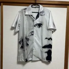 フォトプリント 半袖シャツ 総柄 古着