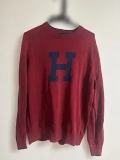 TOMMY HILFIGER 赤ニットセーター Lサイズ