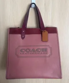 COACH レザー トートバッグ ピンク C1093 ロゴ 2WAY