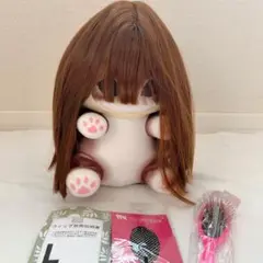 レディースフルウイッグ　ミディアム　ボブ　前髪あり　茶髪