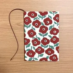 《 四六判》ブックカバー ハンドメイド フラワーシリーズ レッド