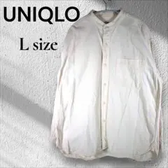 UNIQLO ユニクロ デニムオーバーサイズスタンドカラーシャツ 白 L