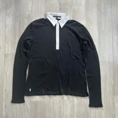 ラルフローレンゴルフ 長袖 リブポロシャツ ブラック×ホワイトカラー