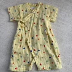 ミキハウス 甚平 黄色 S 60〜70サイズ 夏祭り ベビー オールインワン