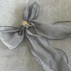 グレー シフォン リボン ヘアアクセサリー
