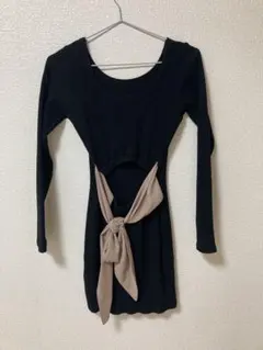 ブラックカットアウトミニワンピース Fサイズ